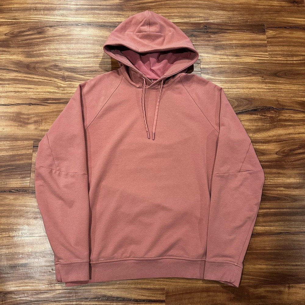 Lululemon Hoodie Mens XL Pink Fleece Pullover Sweatshirt Side Pockets Logo